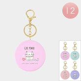 Cat Printed Compact Mirror Keychains