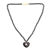 Black Crystal Heart Shape Carved Necklace with Pendant - Sold by Piece