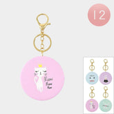 Cat Printed Compact Mirror Keychains