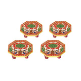 Puja Chowki Painted Peacock Design