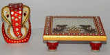 Combo of White Marble Ganesh Ji With Choki and yellow & white Janeu Thread