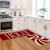 CF-102pcs Christmas Candy Cane Kitchen Mats Set - Anti-Slip, Machine Washable, Festive Holiday Decor for Home & Dining Room (16"x24", 16"x47")