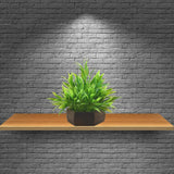 artificial bamboo leaves plant with wood hexagon pot