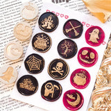 0709BA 25mm Happy Halloween Wax Seal Stamps Witch Broom Skull Bat Pumpkin Sealing Stamp head For Festival Happy Halloween Scrapbooking
