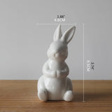 2808BA Pure White Easter Animal Miniatures Rabbit Ceramic Figurines Home Decoration China Gift, Modern Statue Desk Ornament