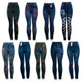 Bulk Ladies Fashion Pull On Printed Jeans - Assorted