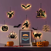 Halloween Witch Led Decorative Lamp Ghost Festival Wooden Luminous Hanging Ghost Light Party Atmosphere Layout Wall Stickers
