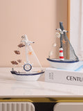 Mediterranean Sailing Model Living Room Office Desktop Wooden Boat Decoration Birthday Cake Decoration