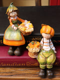 Pumpkin Country Couple Resin Character Ornaments Birthday Gift Halloween Table Decoration Creative Oil Painting Texture