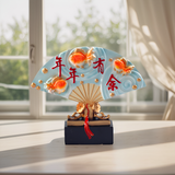 New Chinese Style Fan-Shaped Lucky Fish Decoration Office Home Living Room and Wine Cabinet Decorations Housewarming Gift