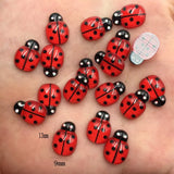 Resin 9mm*13mm Mini Cute Red Beetle Flatback Cabochon Rhinestone 60pcs DIY Scrapbook Decor Home Crystal Figurines Craft