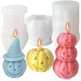 2808BA 3 Layer Expression Pumpkin Candle Making Set Halloween Witch Hat Cushaw Resin Silicone Mold Squash Party Chocolate Plaster Decor