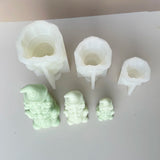 0709BA Small Halloween Santa Claus Silicone Mold Decoration Ornaments Three Stacked Dwarf Statues Desktop Garden Resin Crafts Mold