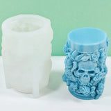 0709BA 3D Skull Rose Relief Candle Silicone Mold Human Skeleton Flower Soap Plaster Making Tool Halloween Party Chocolate Decor Gifts