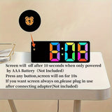 9 Colors Dynamic RBG Digital Alarm Clock Date 3 Levels Volume Snooze Table Clock 4 Levels Brightness 12/24H Electronic LED Clock
