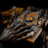 2407BA Book Of The Damned Halloween Decor Realistic Necronomicon Book Witch Decoration Black Spellbook Spooky Eyes Grimoire Books Prop