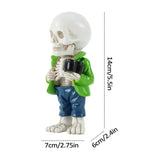 2307BA Resin Skeleton Figurines Super Cool Hand Crafts Statue Skull Halloween Horrible Ornaments for Home Desk Decor Car Display