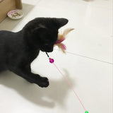 2307GP 1pc Cat Toy Stick Feather Wand With Bell Mouse Cage Toys Plastic Artificial Colorful Cat Teaser Toy Pet Supplies Random Color