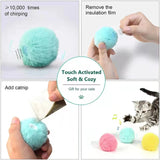 2307GP Smart Cat Toys Interactive Ball Plush Electric Catnip Training Toy Kitten Touch Sounding Pet Product Squeak Toy Ball Cat Supplie