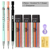 Mechanical Pencil Set 2.0 mm with 2B Black/Colors Lead Refill