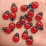 Resin 9mm*13mm Mini Cute Red Beetle Flatback Cabochon Rhinestone 60pcs DIY Scrapbook Decor Home Crystal Figurines Craft
