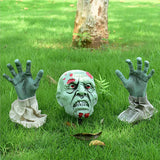 1707BA Halloween Decoration Horror Skull Head Garden Lawn Skull Ground Plug Set Creepy Props Trick or Treat Party Supplies Decoration