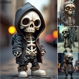 2307BA Resin/Acrylic Skeleton Figures Halloween Skeleton Figurine Skull Horrible Ornaments Car Instrument Panel Desk Decoration