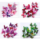 1607BA New Style 12Pcs Double Layer 3D Butterfly Wall Stickers Home Room Decor Butterflies For Wedding Decoration Magnet Fridge Decals