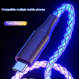 3 In 1 RGB Light Type C Cable USB Lighting Cable Fast Charging