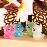 1109BA Figurines Miniature Noctilucent Cute Colorful Cat Micro Landscape Ornaments For Hoom Decorations Decor Room Desk Accessories