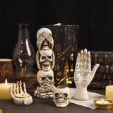 2307BA Halloween Skeleton Decor Resin Skull Statue Home Office Desk Decoration Ornament Haunted House Props Horror Partiy Supplies
