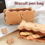 Biscuit Pencil Case Kawaii Pencil Bags Stationery Large Capacity Plush Korean Pen Case Cute  Pencil Case