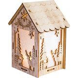 Merry Christmas LED Light Wooden House Luminous Cabin Christmas Decorations for Home DIY Xmas Tree Ornaments Kids Gifts New Year
