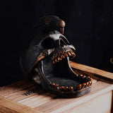 2307BA Creative Black Skull Crow Resin Statue Ashtray Desk Storage Key Holder Home Office Decor Toy Birthday Gift Halloween Decoration