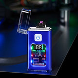 D2407GG Stylish USB Rechargeable Electric Lighter Cool Windproof Dual ARC Plasma Lighters for Men Outdoor Camping Gadgets Fire Starter