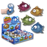 Metallic Squishy Puffer Shark Toy For Kids In Bulk - Assorted