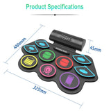 Portable USB Electronic Drum Pad Kit With Built-in Speaker