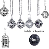 Wholesale Silver Essential Oil Locket Necklace with Lava Ball Aromatherapy Jewelry, Assorted Styles