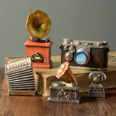 2307BA Nostalgia Retro Room Decor Miniature Items Ornaments Camera Phonograph Vintage Desk Home Decoration Accessories Photo Props