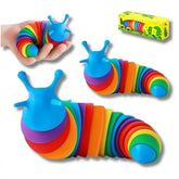 Sensory Fidget Slug Kids Toys Rainbow - Assorted