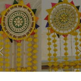 Door Hangings for Decoration Artificial Marigold Flower Wall Hanging with Rings and Bells for Decorations