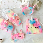 Rainbow Animal Sequins Plush Slippers
