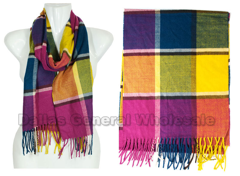 Bulk Buy Checkered Girls Cashmere Feel Scarf Wholesale