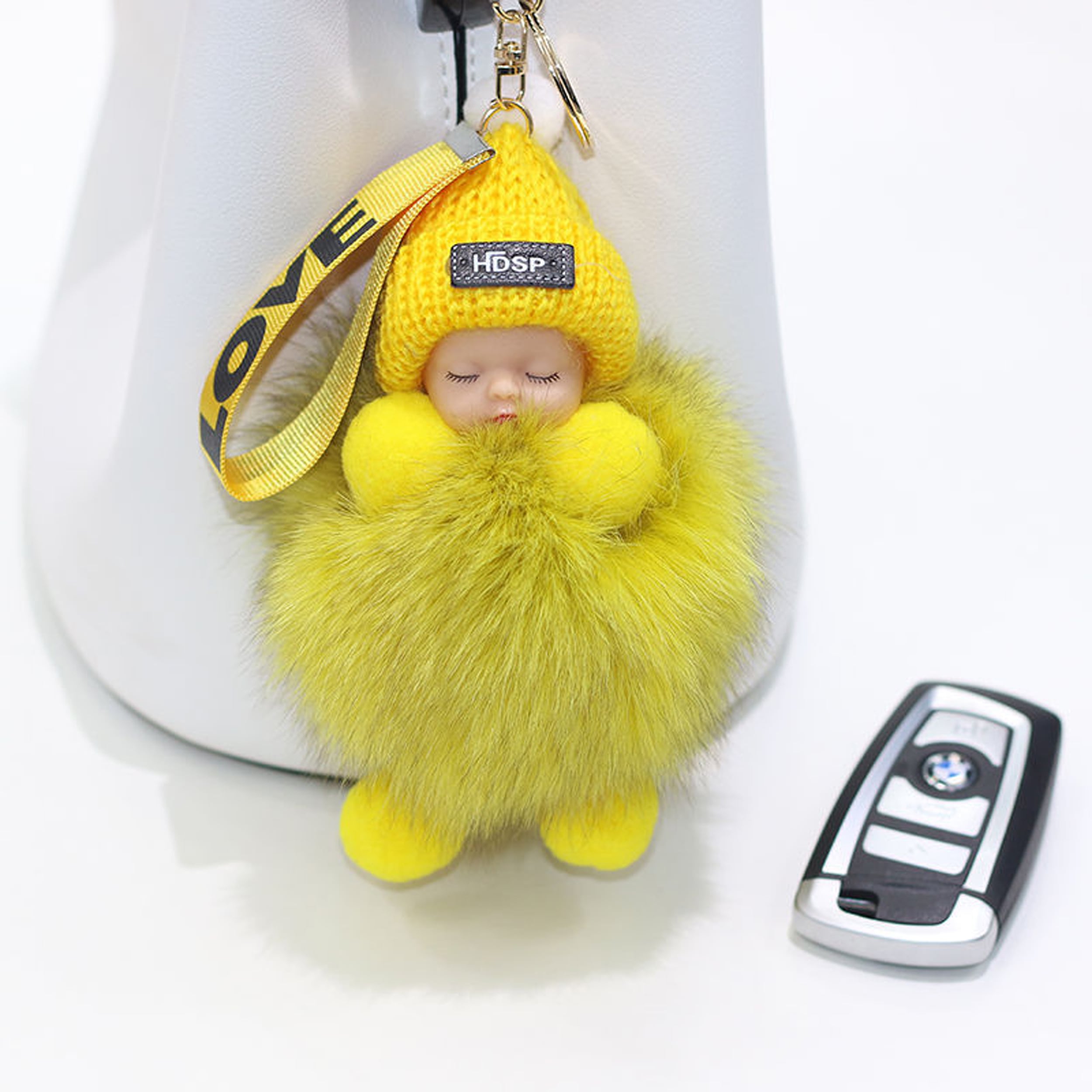 Fur baby keychain with flap for girls