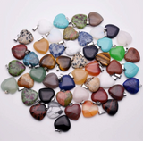 Wholesale 1" Heart Design Assorted Stone Necklace Pendants For Women