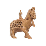 Wooden Jali Peacock on Horse Statue