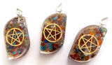 Wholesale 1 1/2 INCH CRUSHED RAINBOW STONE IN RESIN PENTAGRAM PENDANT