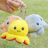 Mini Octopus Face Changing Flippy Soft Plush Keychains - Assorted