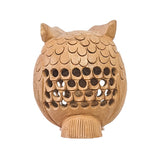 Handcrafted Wooden Owl Statue