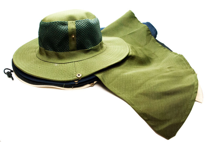 Bulk Buy Solid Color Mesh Boonie Hats with Flap Neck Cover